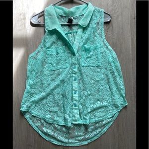 Turquoise Sleeveless Blouse